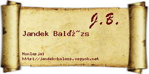 Jandek Balázs névjegykártya