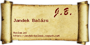 Jandek Balázs névjegykártya